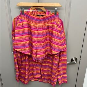 Forever 21 Vibrant Striped Set - Pink and Orange
